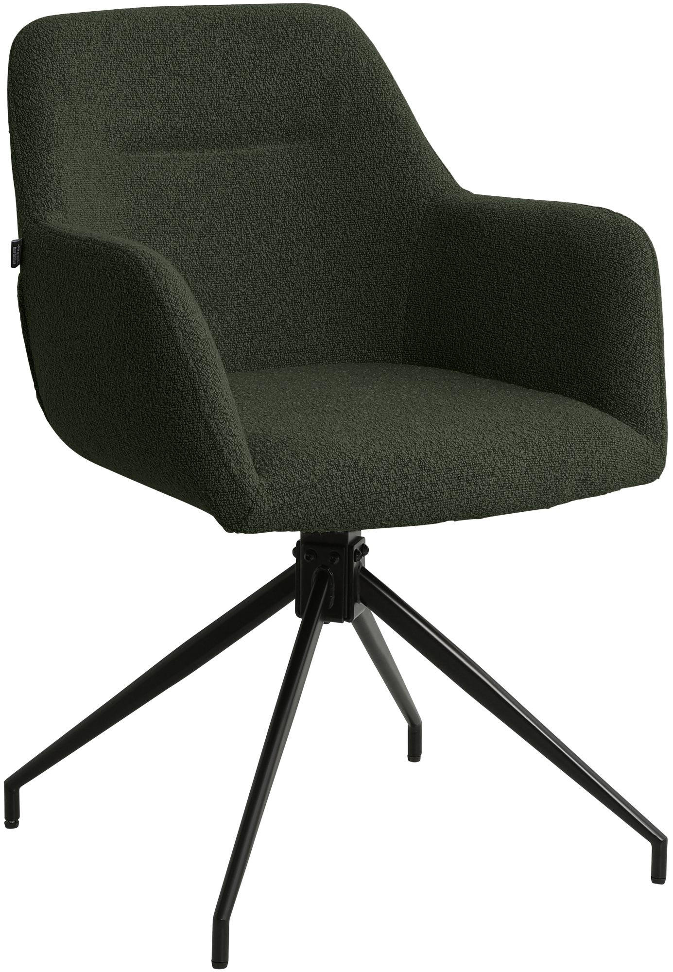 ARMLEHNENSTUHL Stoff Dunkelgrün - Dunkelgrün/Schwarz, Textil/Metall (58/85/60cm) - CLP