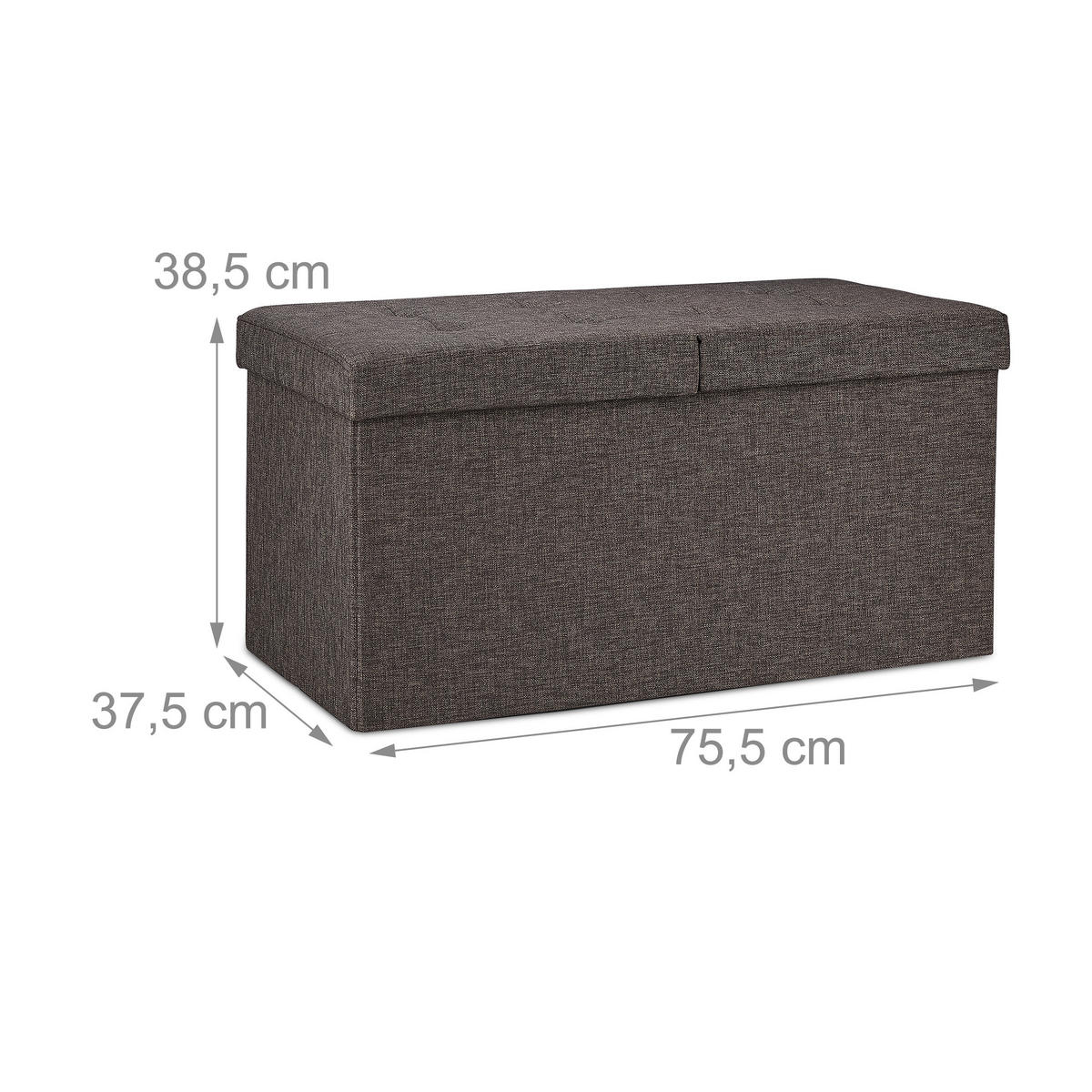 SITZBANK - Braun, Holzwerkstoff/Textil (75.5/38.5/37.5cm) - Relaxdays