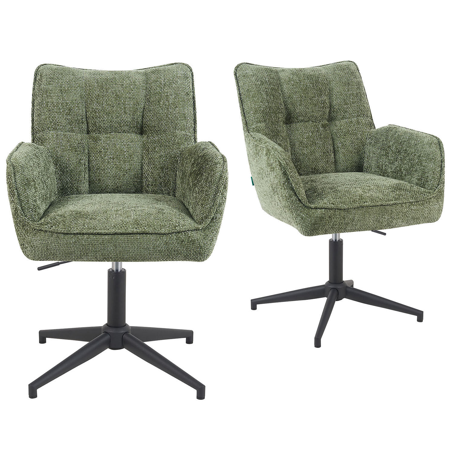 BÜROSTUHL Mika-Lea - Schwarz/Grün, Textil/Metall (59/81/66cm) - DUBI Möbel