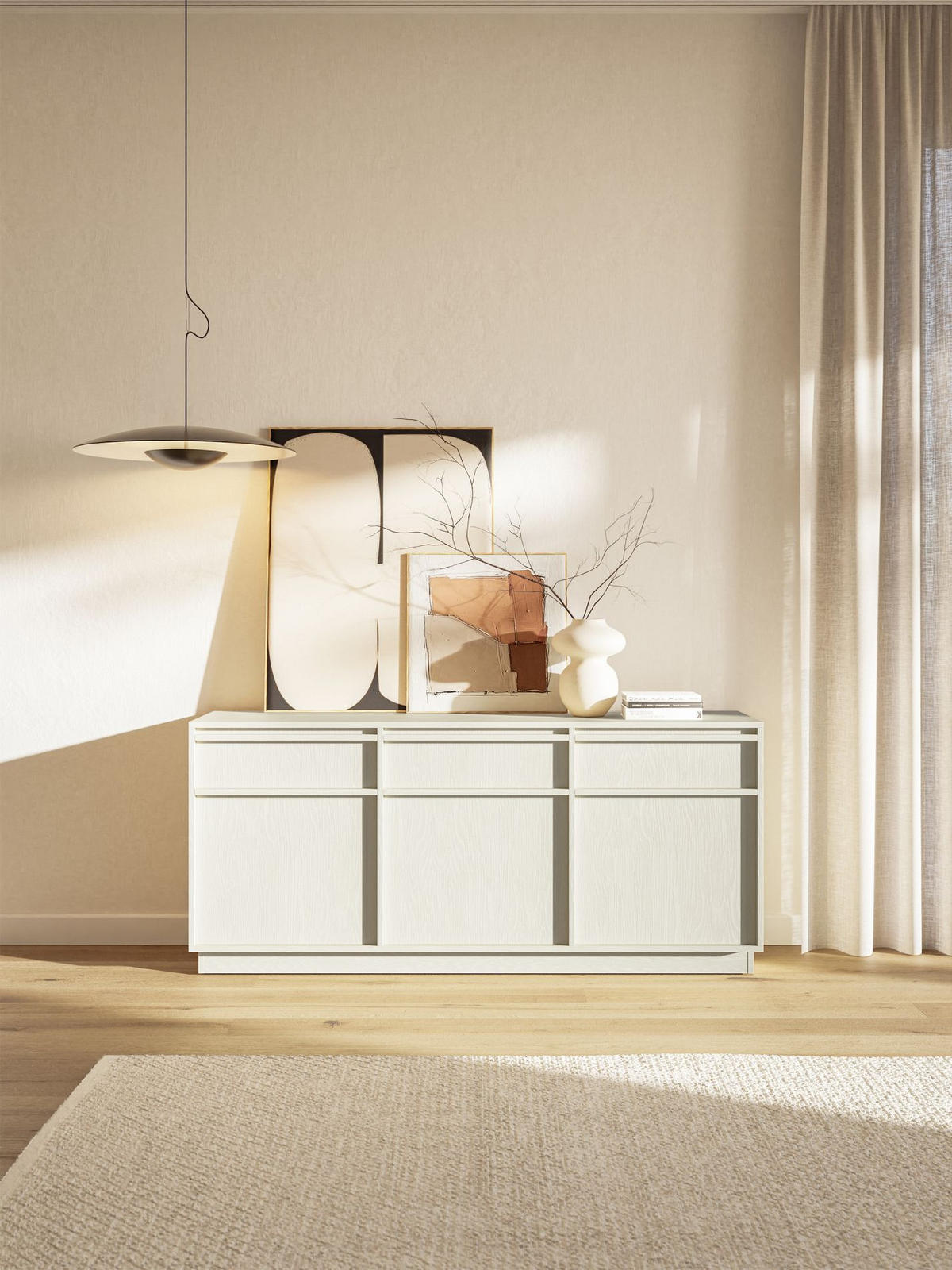 SIDEBOARD Evo Sandbeige 154 cm - Beige, Holzwerkstoff (154/68.6/39cm) - Selsey