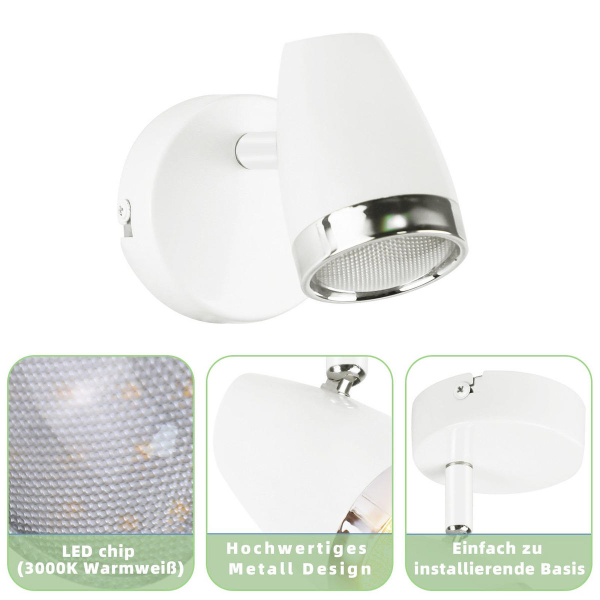 LED-DECKENLEUCHTE Lethbridge 8/13.5/5.6cm - Weiß, Metall (8/13.5/5.6cm) - Nettlife