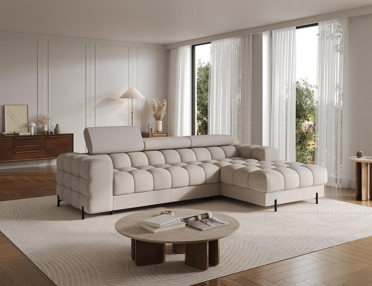ECKSOFA Neviro R - Beige (Royal 18) - Beige, Holzwerkstoff (285/181cm) - Möblo