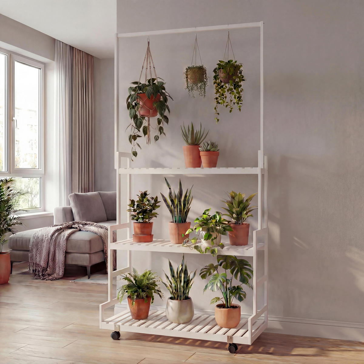 PFLANZENREGAL Weiß - Weiß, Holz (93/175/38cm) - MCW