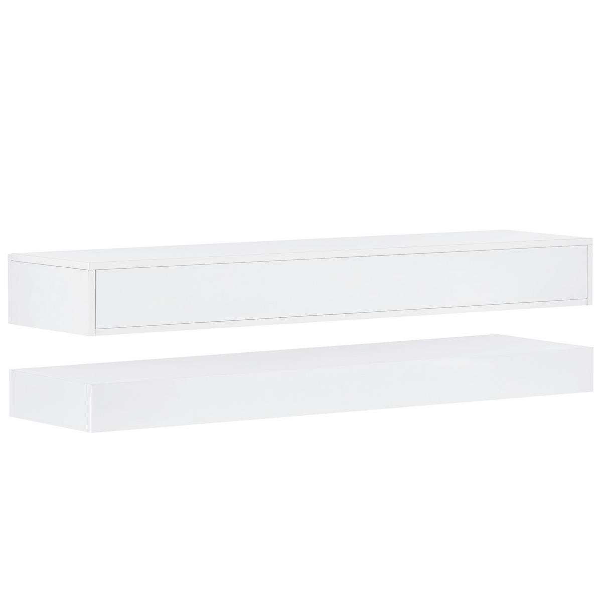 NÍZKA komoda z MDF, 130/33/15 cm biely, nástenný s LED osvetlením a 4 zásuvkami - biela, kompozitné drevo (130/15/33cm) - BEAOK