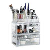MAKEUP Organizer - Transparent, Kunststoff (23.5/29.5/14cm) - Relaxdays