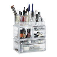 MAKEUP Organizer - Transparent, Kunststoff (23.5/29.5/14cm) - Relaxdays