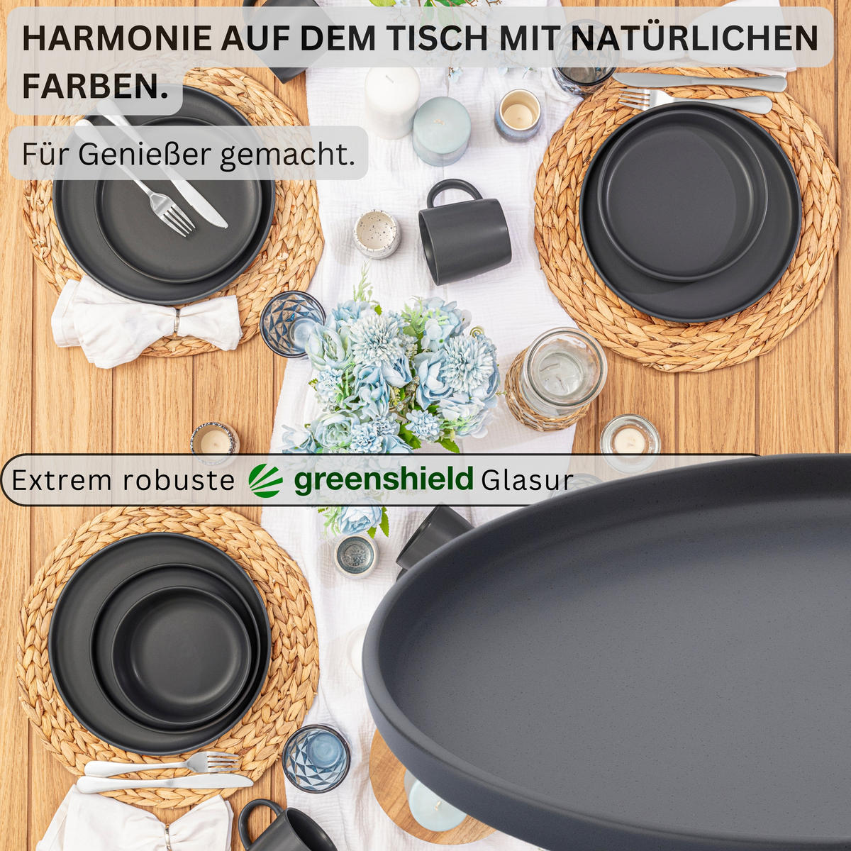 SPEISETELLER LEEDS NIGHTSKY - 6 teilig aus Steingut - Dunkelgrau, Stein (26.5cm) - Sänger