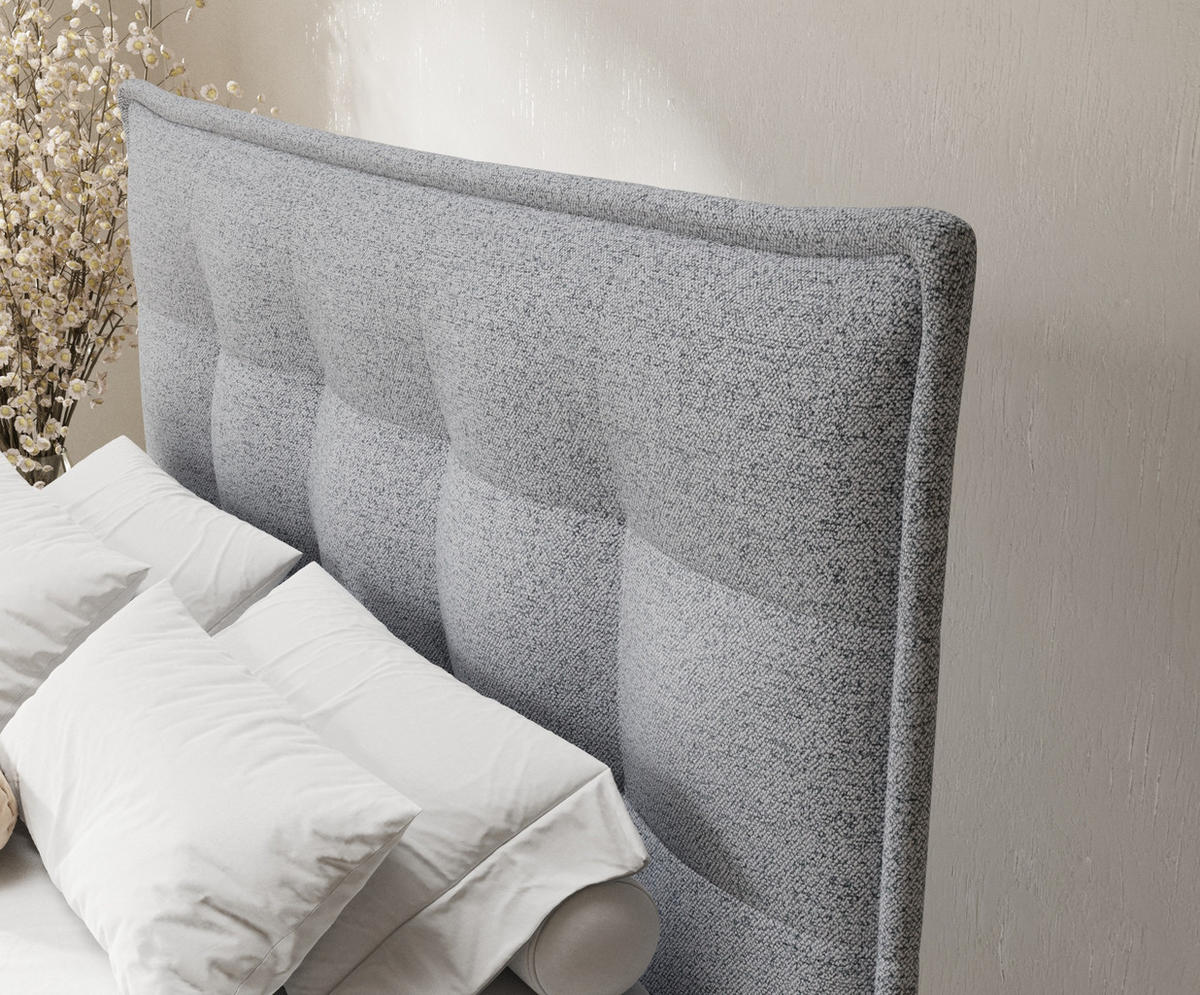 BOXSPRINGBETT Minori Grau 160/200 cm mit Latex-Topper - Silberfarben/Grau, Holz/Holzwerkstoff (160/200cm) - Maison de Reve