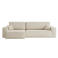 ECKSOFA Mit Schlaffunktion Und Bettkasten, Eckcouch BEST XL Stoff Quelle Ecru Links - Ecru/Schwarz, Holz/Kunststoff (142/274cm) - Kaiser Möbel