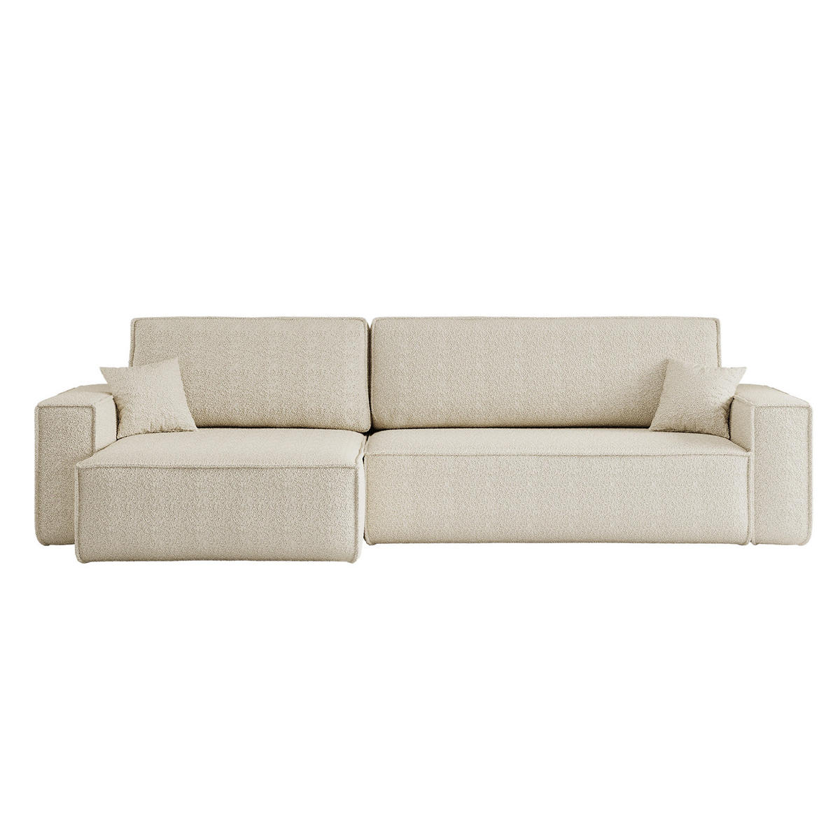 ECKSOFA Mit Schlaffunktion Und Bettkasten, Eckcouch BEST XL Stoff Quelle Ecru Links - Ecru/Schwarz, Holz/Kunststoff (142/274cm) - Kaiser Möbel