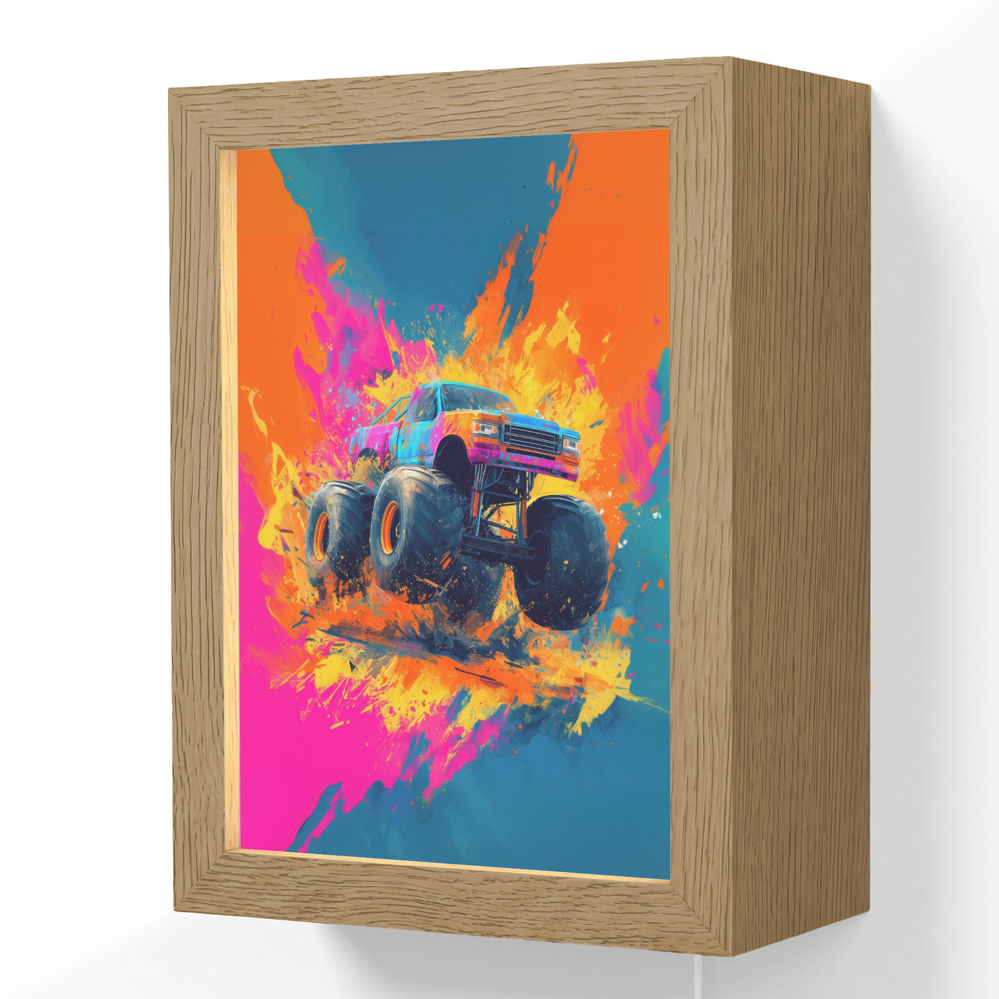 OnlyWow NÁSTĚNNÁ LAMPA Monster truck - Abstraktní - Stříkající barva - Barevné 15x20 cm