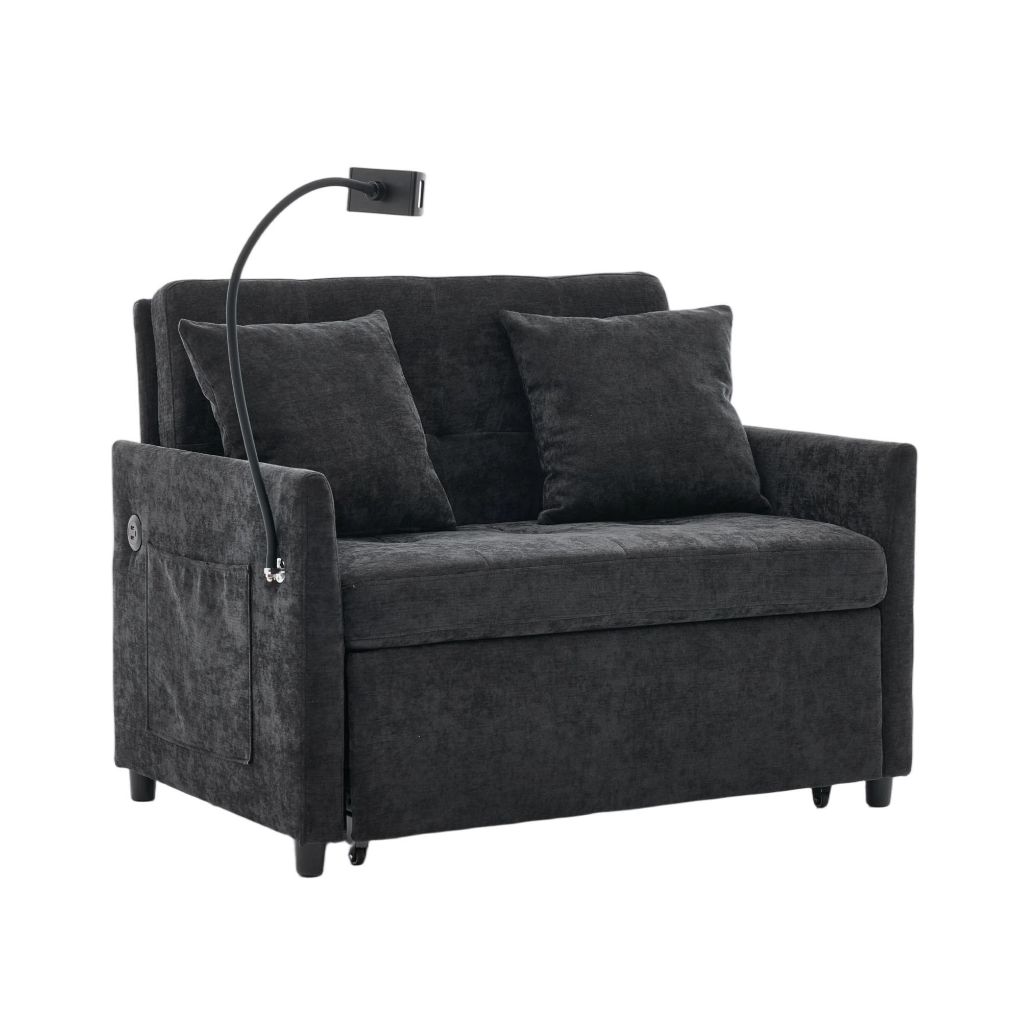 SCHLAFSESSEL DE-35222 mit USB und Tablethalter Schwarz - Schwarz, Metall (72/83.5/109cm) - ComfortXL