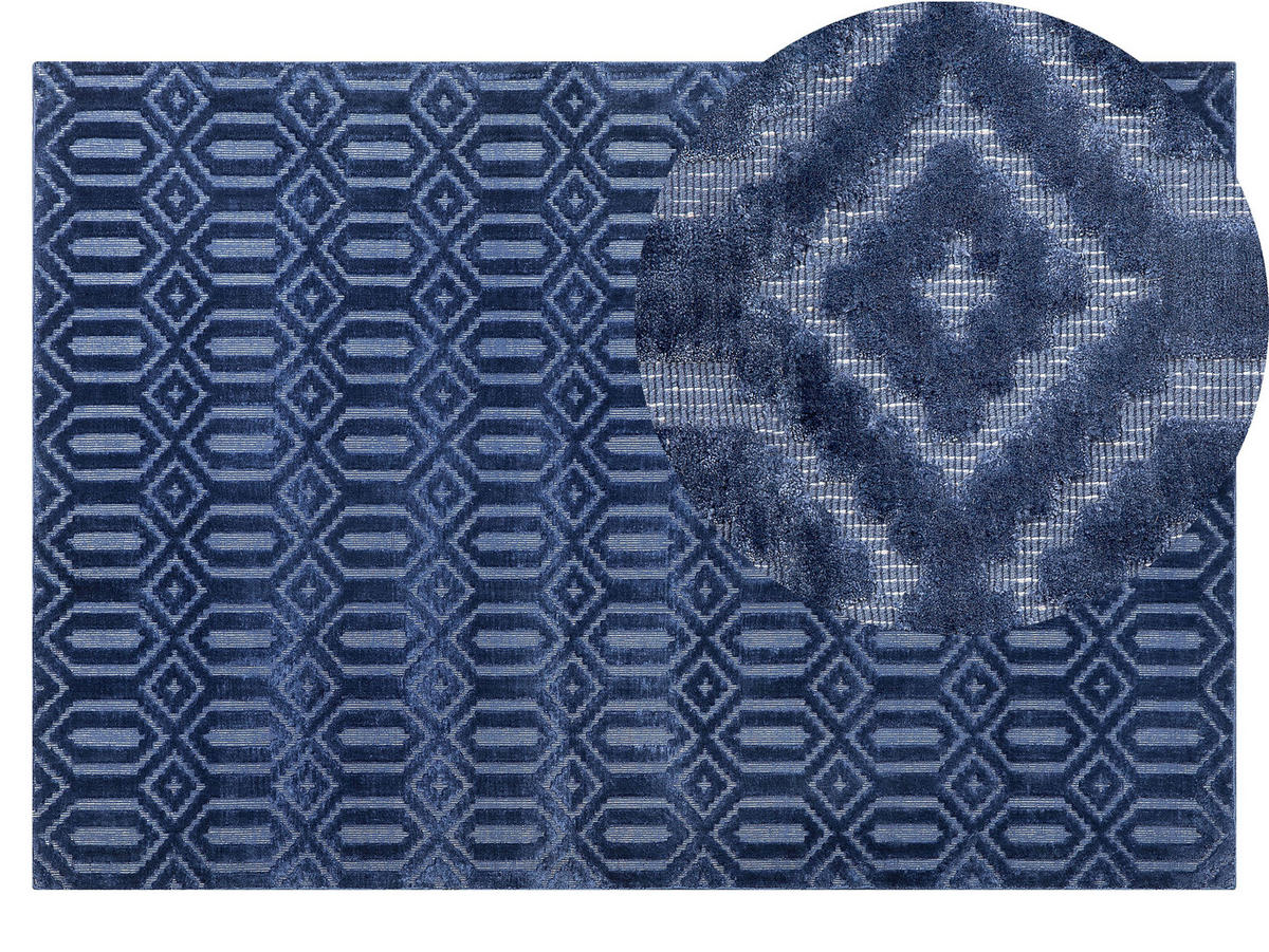 KURZFLOR-TEPPICH Adatepe 200/140 cm - Blau, Naturmaterialien (140/200cm) - Beliani