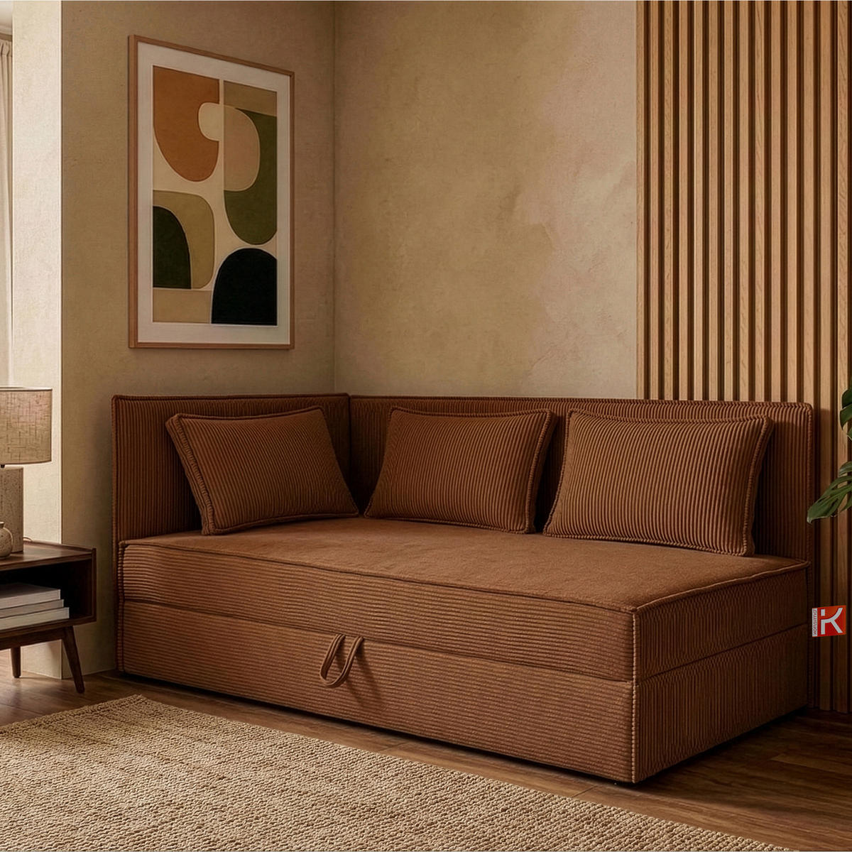 JUGENDBETT ROTI Einzelbett mit Bettkasten, 90x200cm, Bett mit Bonellmatratze, mit Rückenlehne - Rot/Schwarz, Holz/Holzwerkstoff (92/200cm) - KONSIMO®