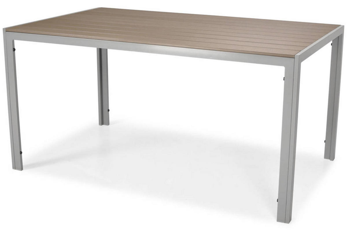 GARTENTISCH Bosano Braun, mit Silber Beine - Silberfarben/Braun, Holzwerkstoff (150/90/74cm) - Bettso