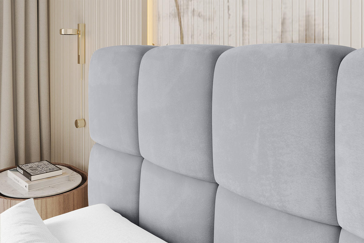 BOXBETT - AURI-H3 - 140x200 Grau Monolith - Hellgrau, Holzwerkstoff (140/200cm) - ALTDECOR