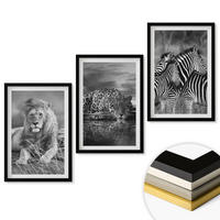 WANDBILDER 3er-Set - 40x60 cm Schwarzer Rahmen - Wildtiere der Savanne - Schwarz, Kunststoff (40/60cm) - ArtPrintCave