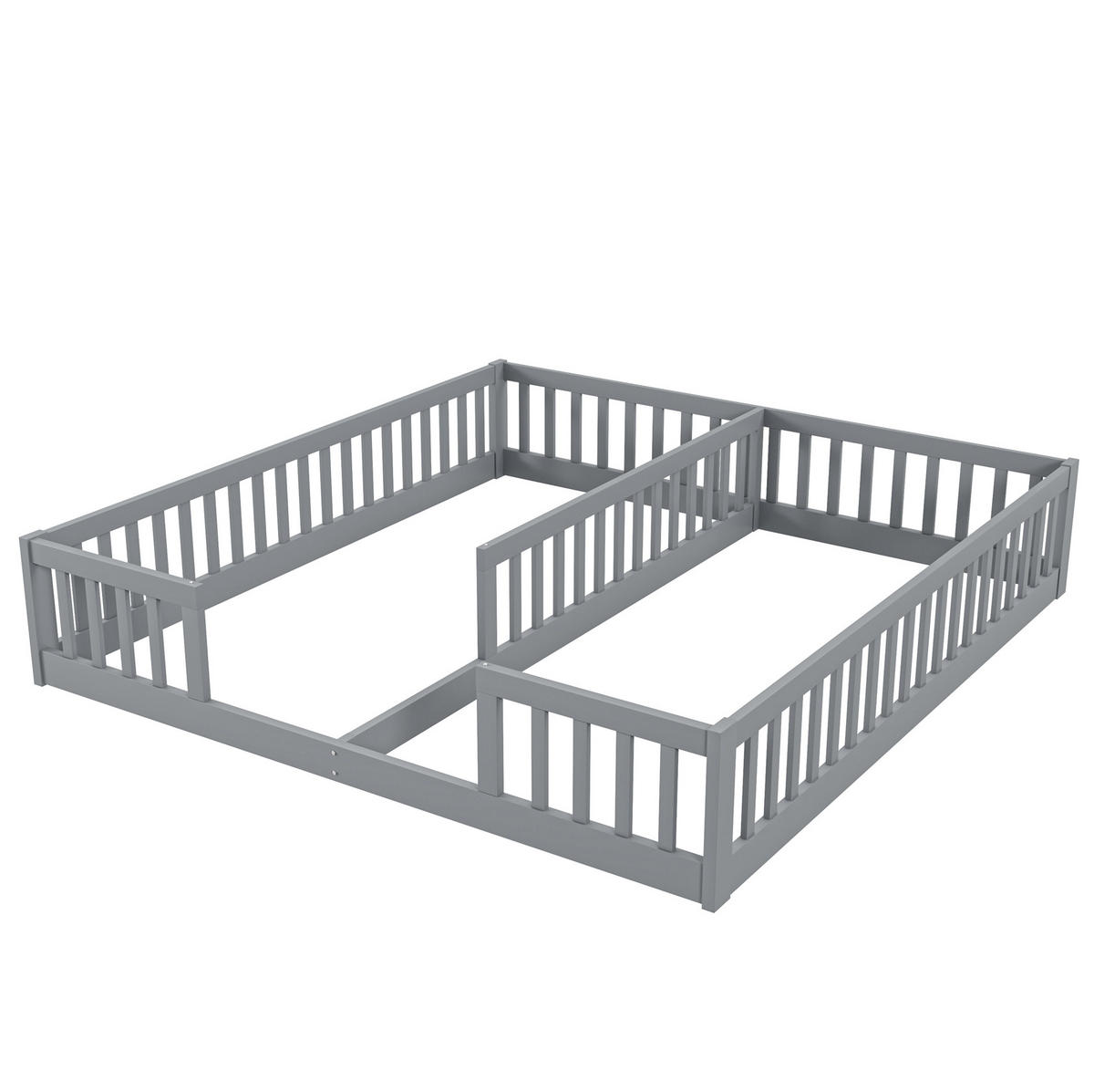 DĚTSKÁ postel 90/200 cm šedá z borovice a MDF se सुरक्षा zábradlím - šedá, dřevo (90/200cm) - OKWISH