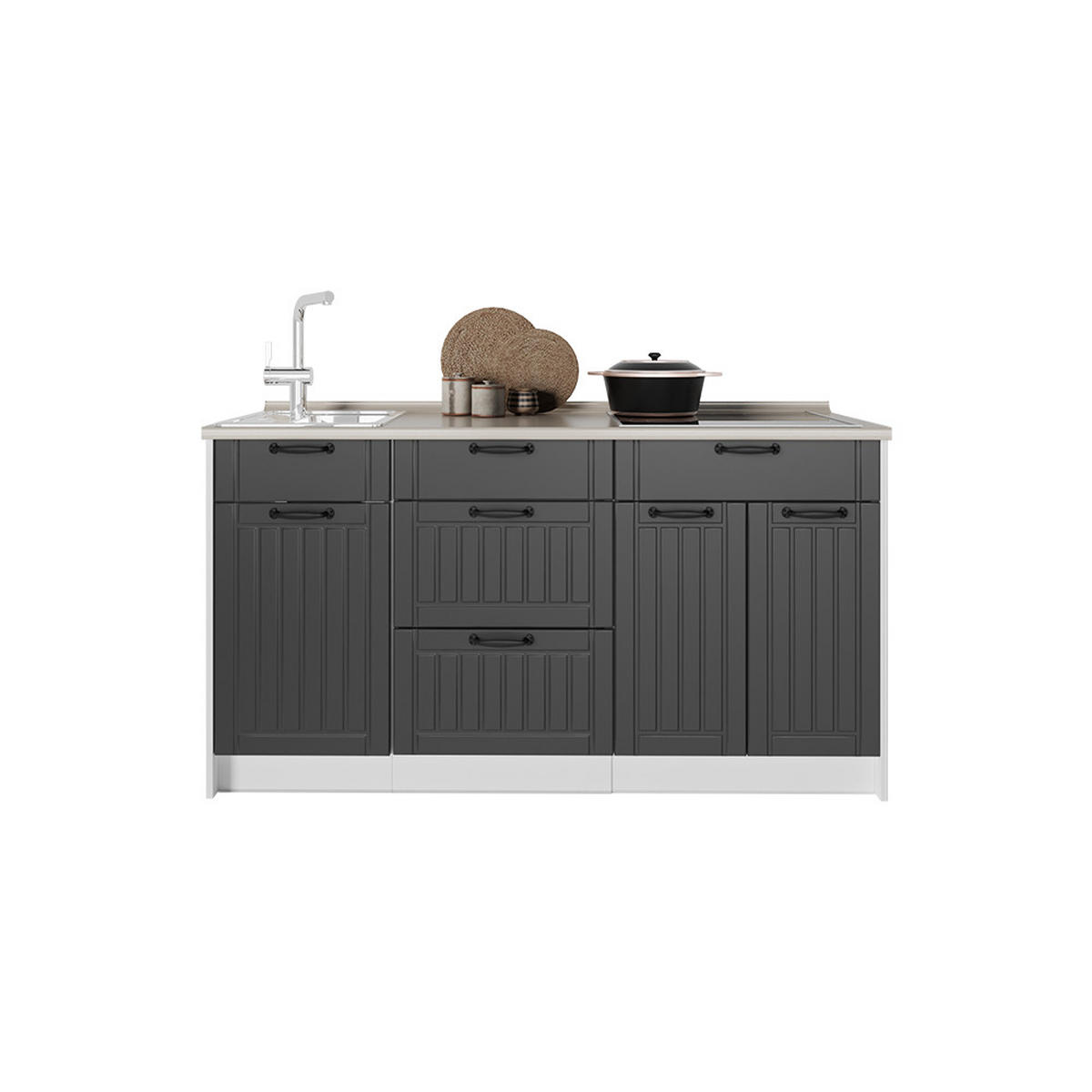 KUCHYNSKÝ BLOK Fame-Line, Tmavo-sivá/biely, 150 cm, AP Oak - biela/tmavosivá, kompozitné drevo (150/82/60cm) - Vicco