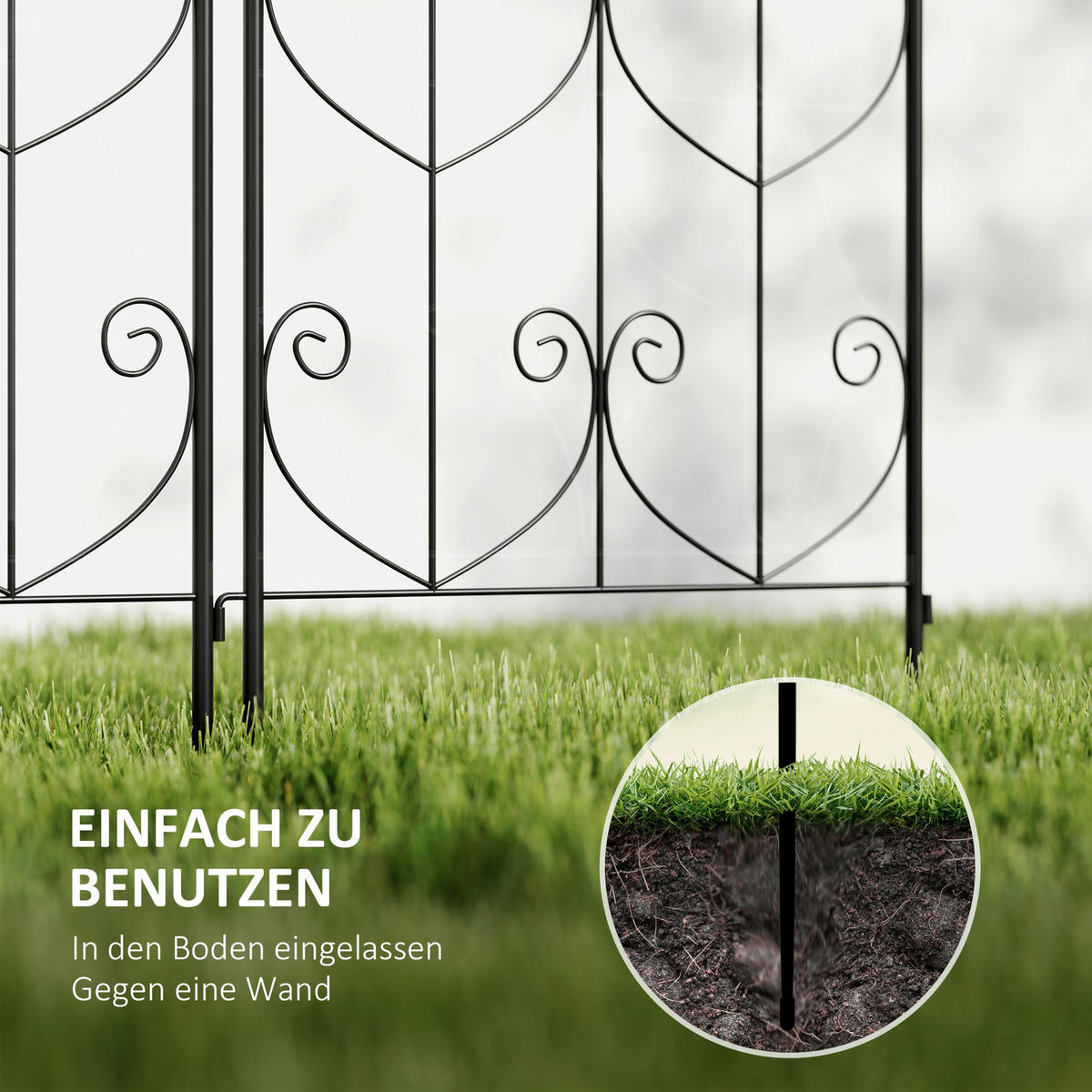 ROSENBOGEN-SET 2TLG. - Schwarz, Metall (1.3/150/50cm) - Outsunny