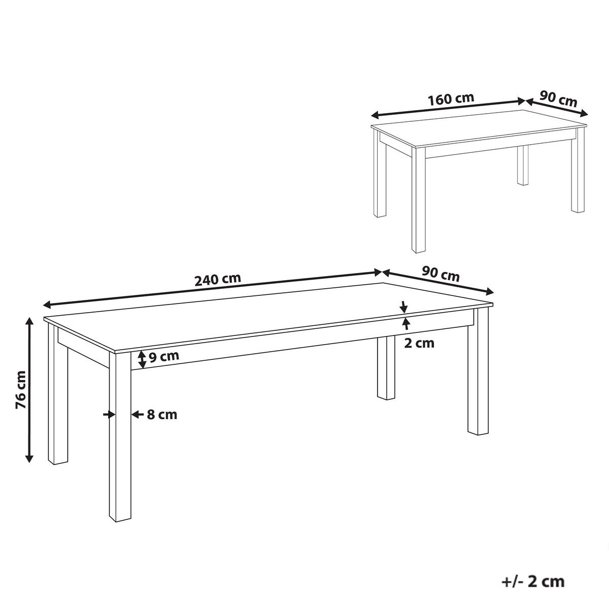 AUSZIEHBARER-ESSTISCH 160/240x90 cm Dunkler Holzfarbton Madura - Dunkelbraun, Holzwerkstoff (240/90/76cm) - Beliani