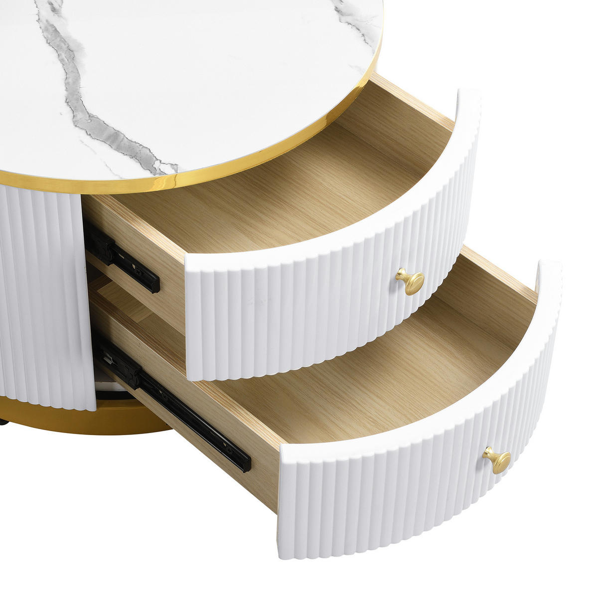 COUCHTISCH-SET 60/60/45,5 & 50/50/32 cm in Weiß mit 2 Schubladen - Weiß, Holzwerkstoff (60/60/45.5cm) - Flora Grace