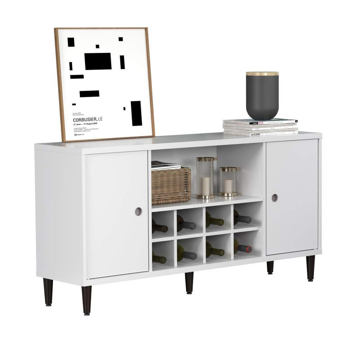 SIDEBOARD Evolution Weiß lackiert 136/36/70 cm - Weiß, Holzwerkstoff (136/70/36cm) - ebuy24