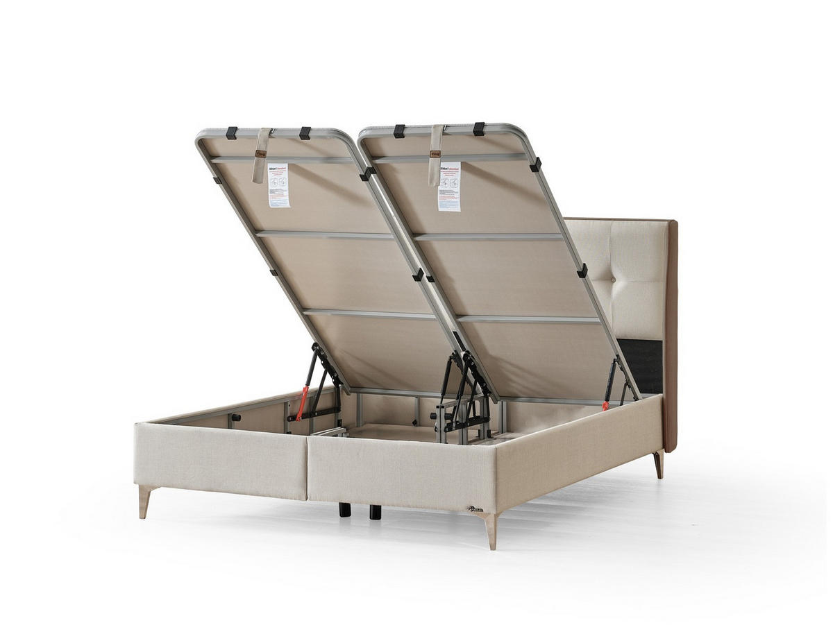 POLSTERBETTSET Serena 100x200 Beige - Beige, Textil/Metall (100/200cm) - Villa Möbel