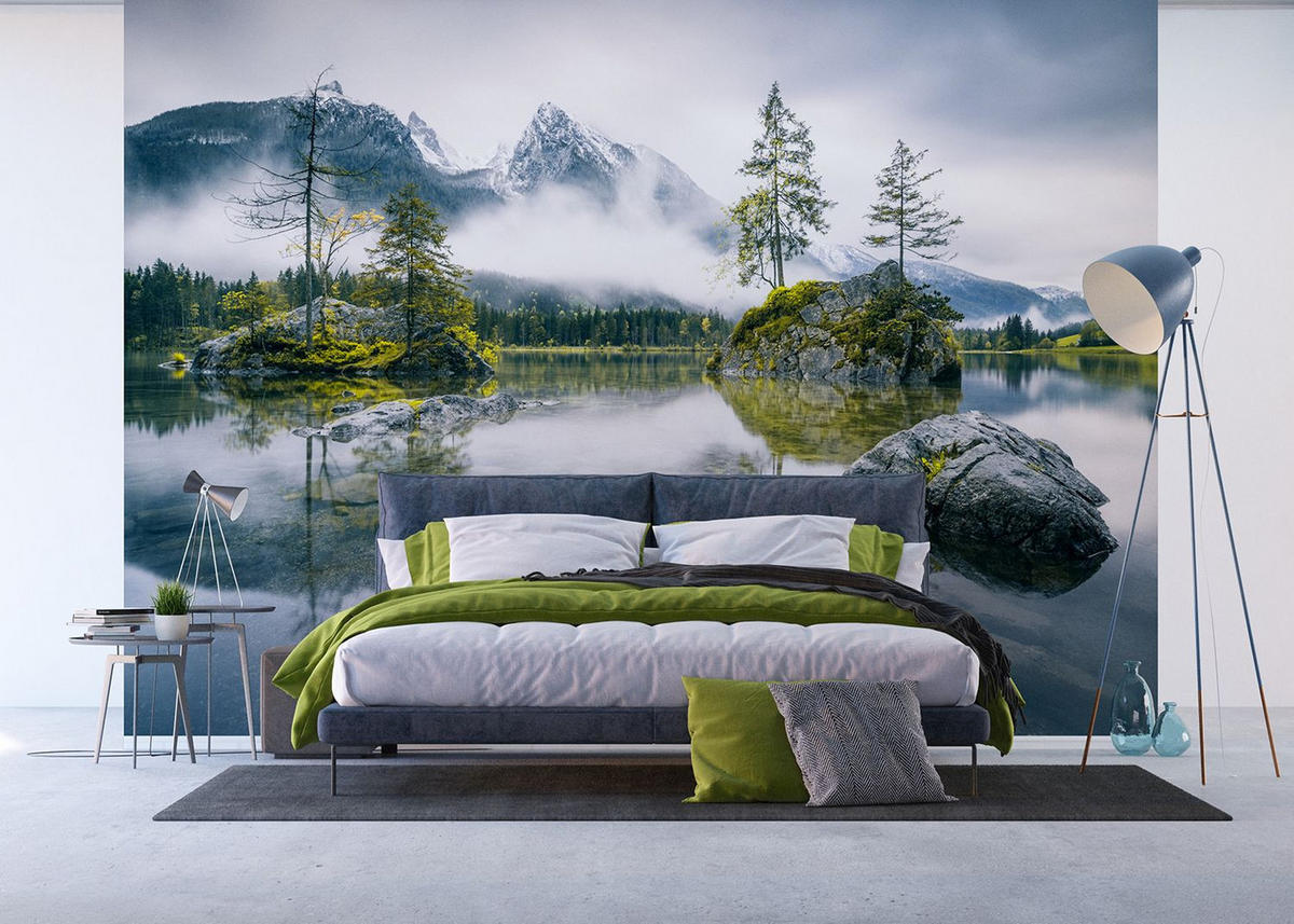 FOTOTAPETE Berglandschaft 375 x 270 cm - Grün, Papier (375/270cm) - Sanders & Sanders