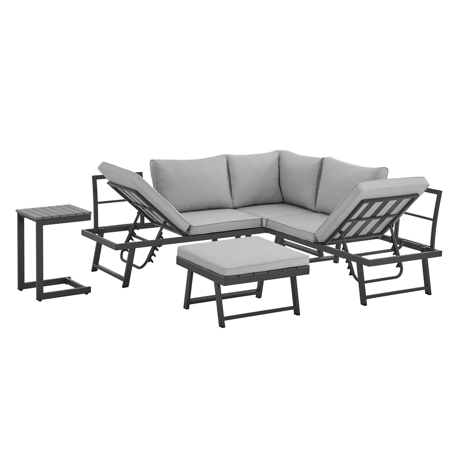 GARTENLOUNGE Grenada (4-tlg.) - Grau, Metall - SVITA