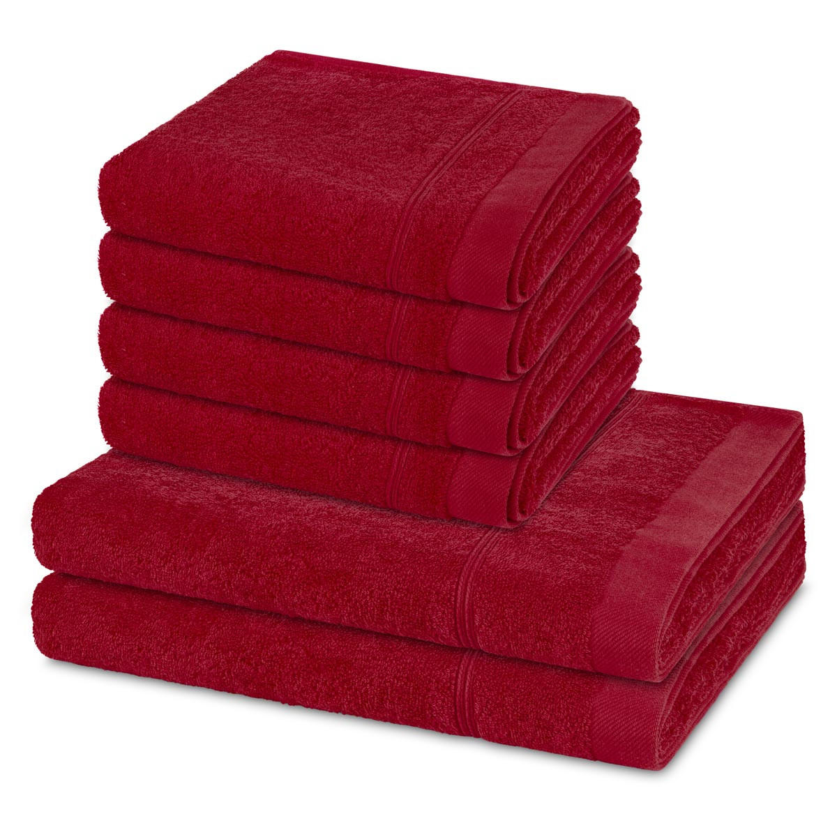 FROTTIERSET Rubin 6-teilig - Rot, Textil (50/100cm) - Ross