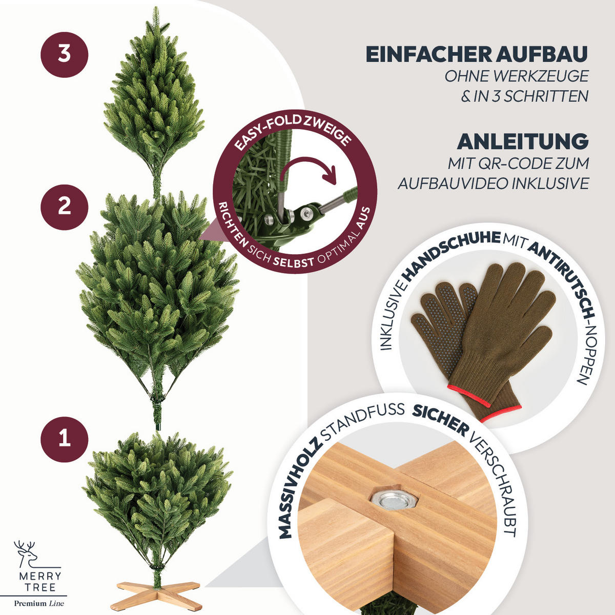 WEIHNACHTSBAUM mit PE-Spritzguss-Nadeln, 210 cm - Grün, Kunststoff (210cm) - Merry Tree