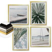 WANDBILDER 4er Set - 50x50 cm & 40x60 cm Goldrahmen - Hängebrücke aus Palmenblättern - Goldfarben, Kunststoff (50/50cm) - ArtPrintCave