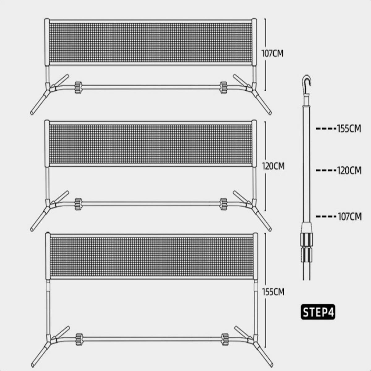 BADMINTONNETZ ,Länge: 3,1 m - Schwarz, Metall (310/310cm) - Weltevree