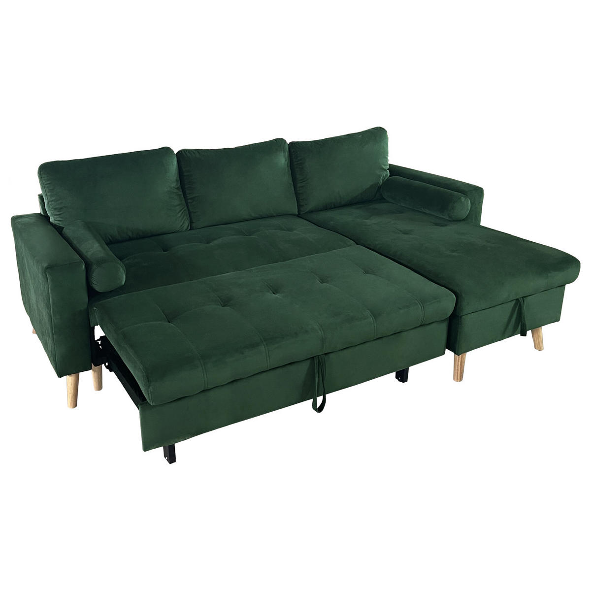 ECKSOFA JAMES GRÜN 3 PLÄTZE - Grün, Textil (145/225cm) - Happy Garden