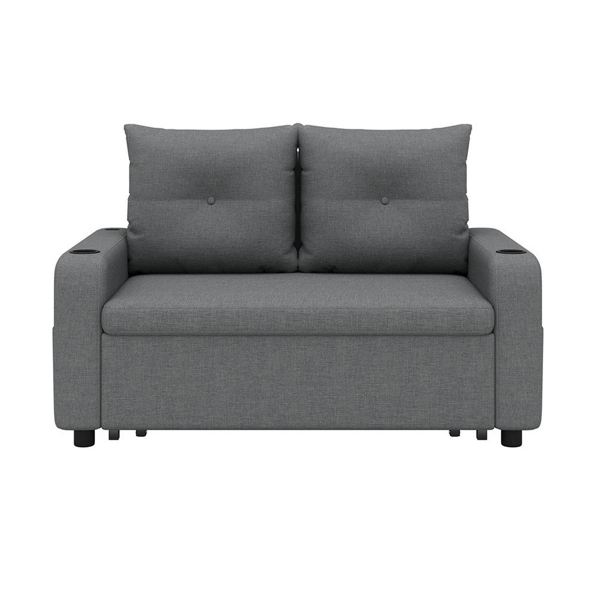 KLAPP-DOPPELSOFA mit Schlaf-Funktion in Grau - Grau, Textil (81/94/131cm) - KOMHTOM