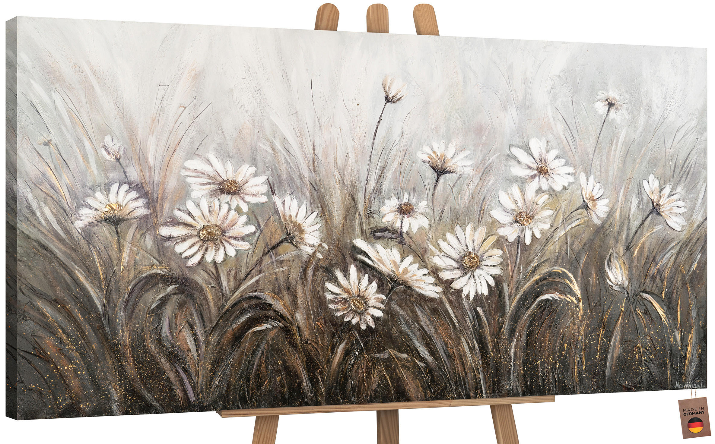 YS-art gallery Gemälde Weiß 140x70 cm