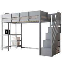 ETAGENBETT 90x200 Massivholz Kiefer Stauraum Ablage Grau - Grau, Holzwerkstoff - FLIEKS