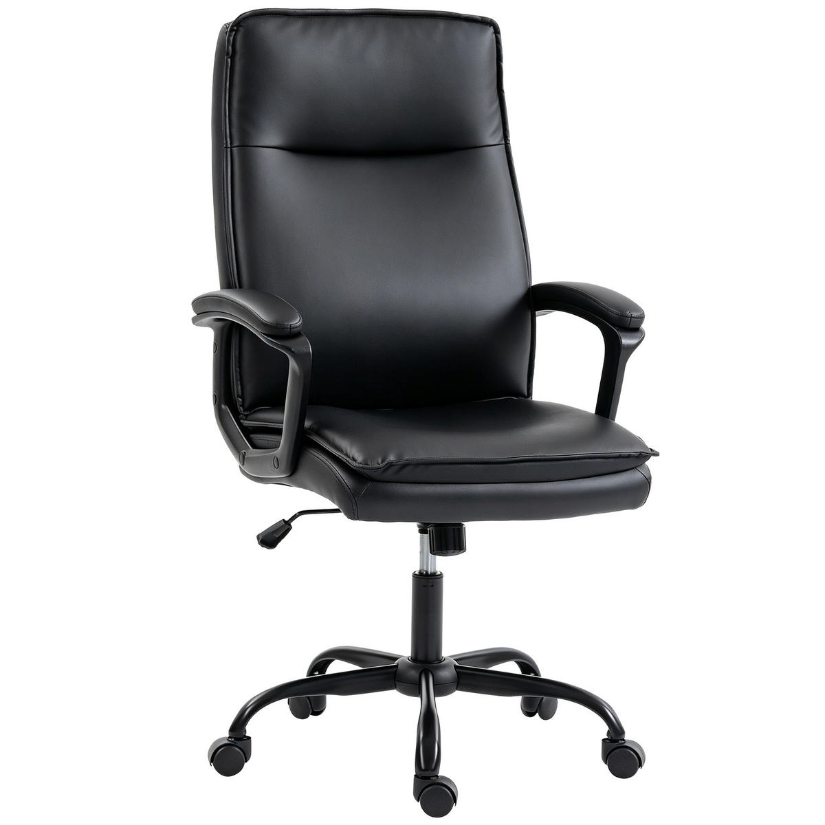 BÜROSTUHL Schwarz, Höhenverstellbar, Drehbar 360°, 85/55/55 cm - Schwarz, Metall (70/119/66cm) - PANGIVO