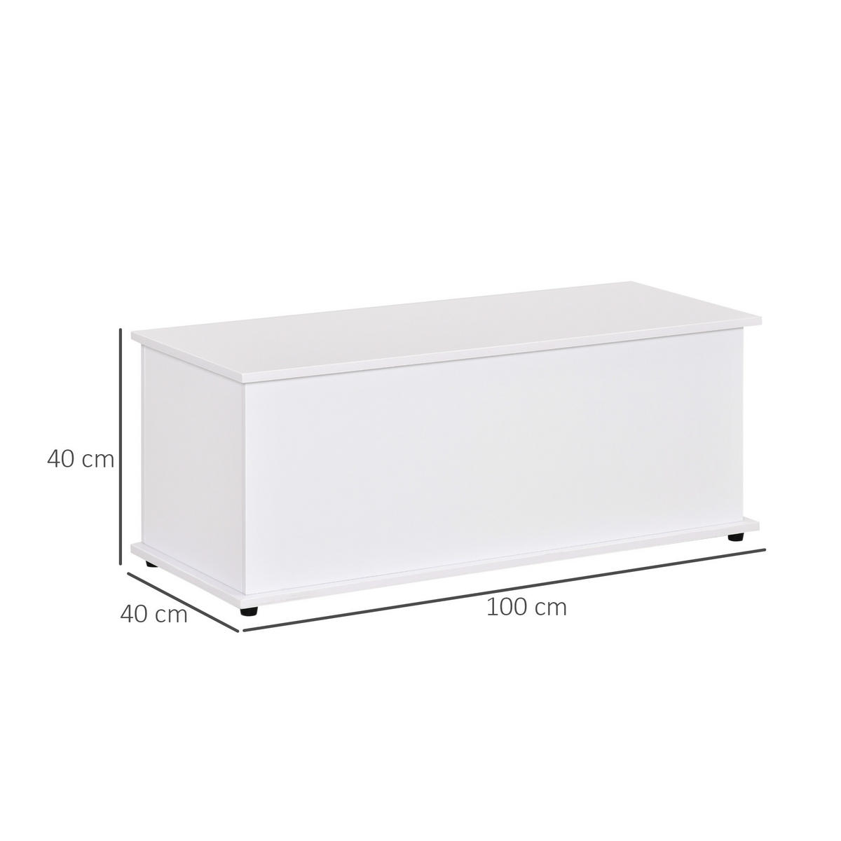 KISSENBOX DE-12327 mit klappdeckel 100/40/40 cm Weiß - Weiß, Holzwerkstoff (40/40/100cm) - ComfortXL