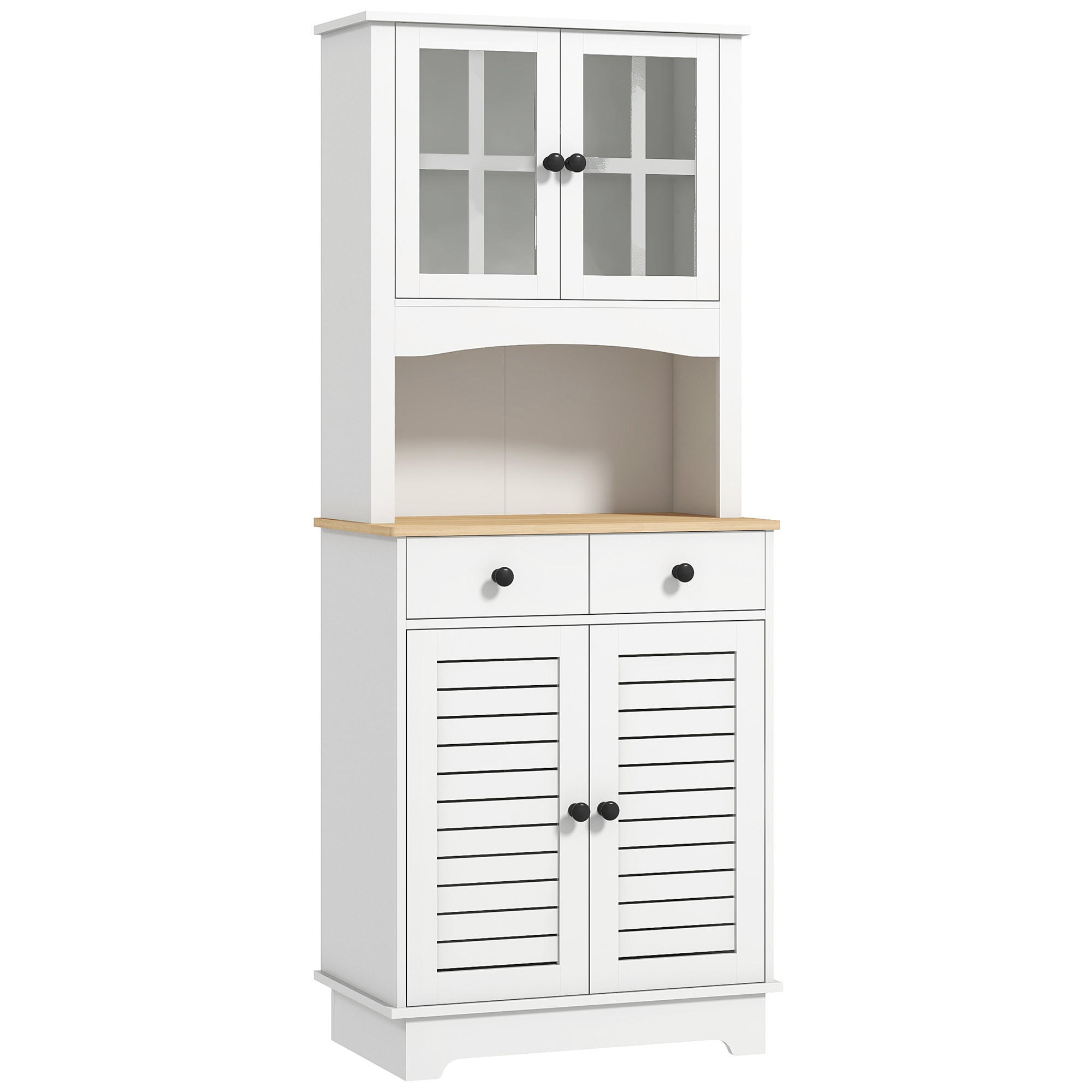 KÜCHENSCHRANK, Hochschrank mit Schränken, Küchenbuffet mit verstellbaren Ablagen - Schwarz/Weiß, Holzwerkstoff/Metall (39.5/170/68cm) - HOMCOM