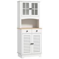 KÜCHENSCHRANK, Hochschrank mit Schränken, Küchenbuffet mit verstellbaren Ablagen - Schwarz/Weiß, Holzwerkstoff/Metall (39.5/170/68cm) - HOMCOM