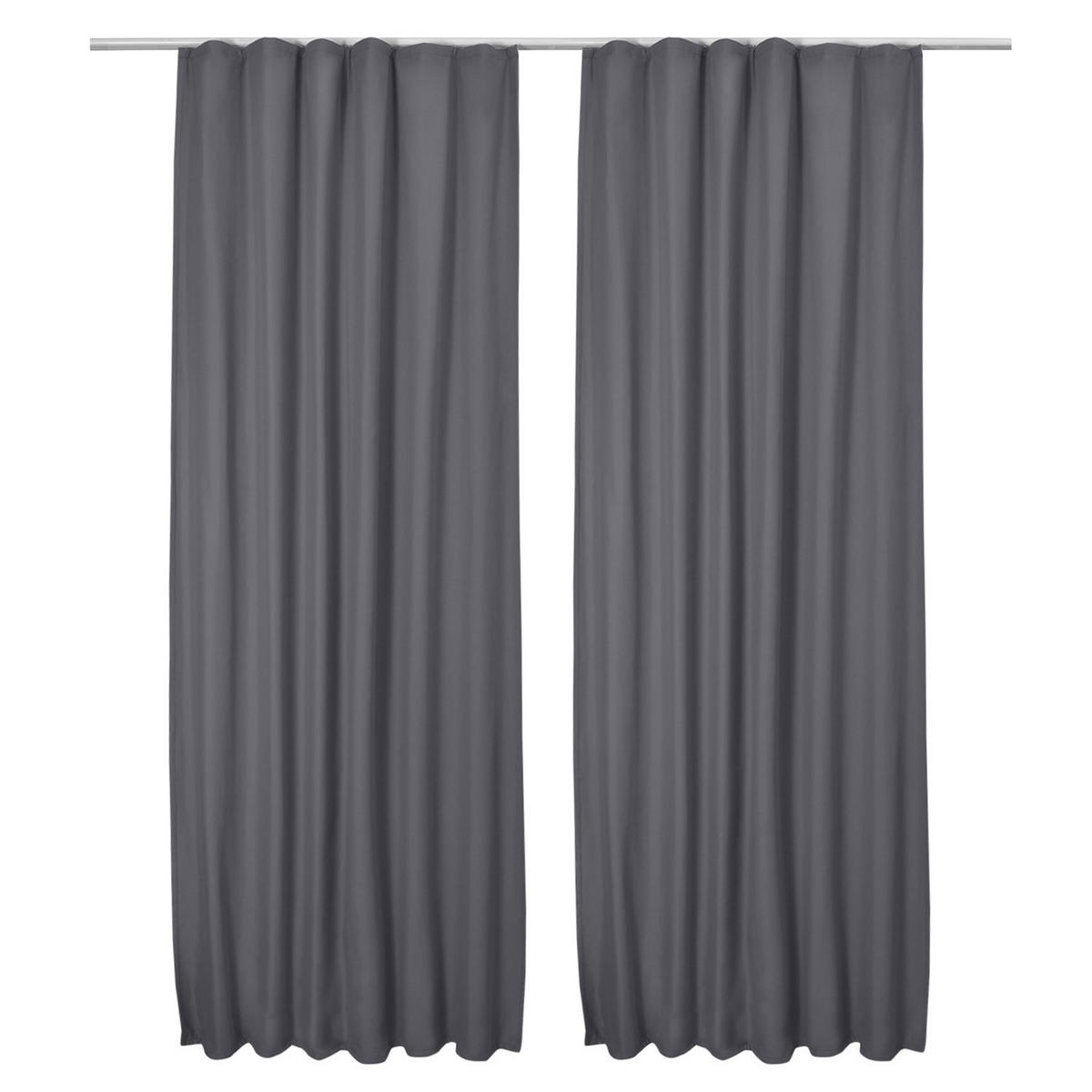 VORHANG Amelie TK mit Kräuselband 140x245cm Anthrazit (2tlg) - Anthrazit, Textil (140/245/1cm) - Beautissu 