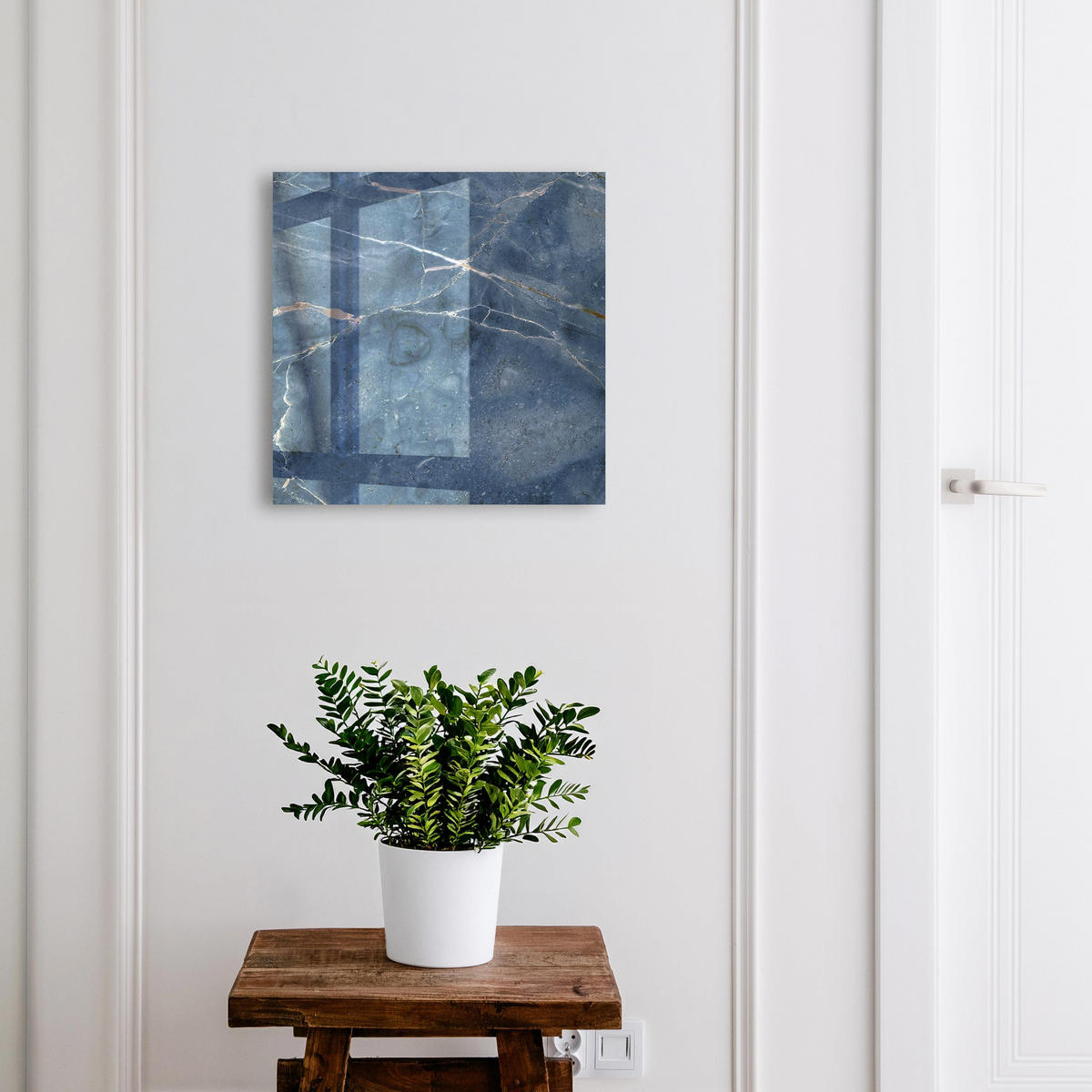 SCHLÜSSELBOX Schwarz 30x30 cm- Türöffnung nach rechts - Blauer Marmor - Blau, Metall (30/30/5cm) - TULUP