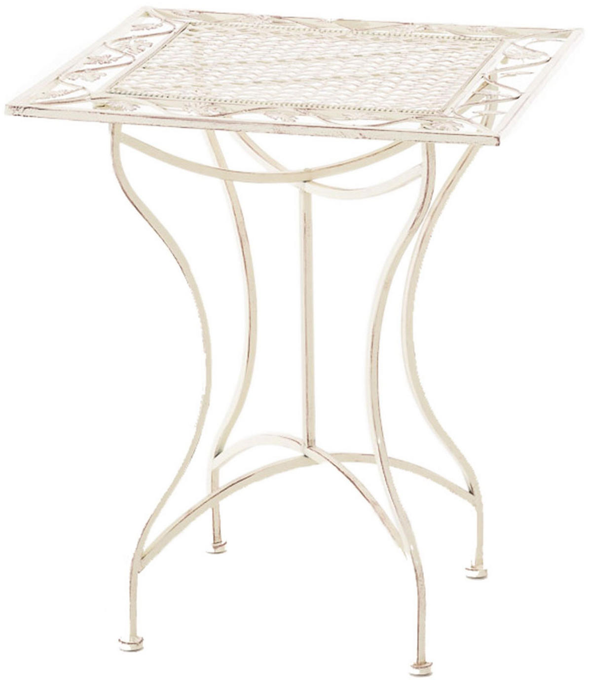 GARTENTISCH eckig 60/60/72 cm Metall Antik-Creme - Creme, Metall (60/60/72cm) - CLP