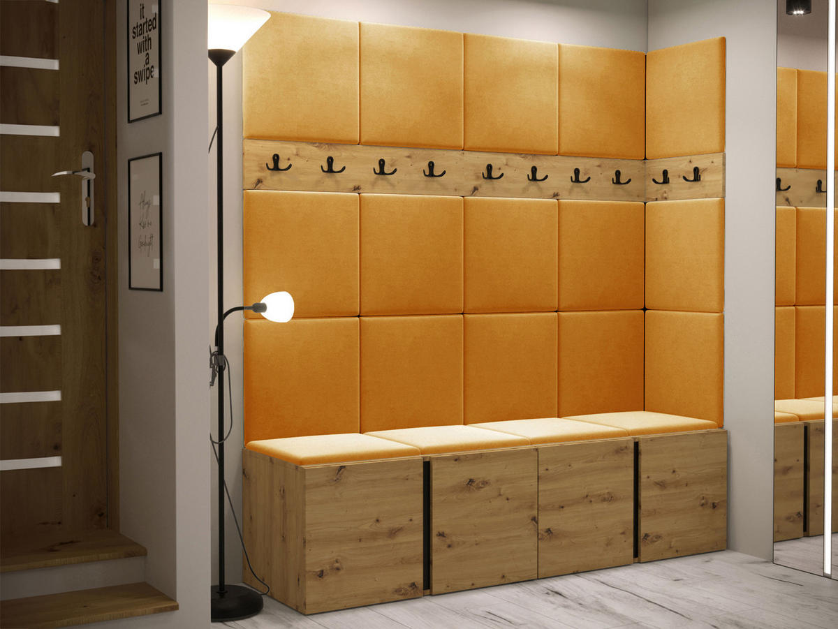 GARDEROBEN-SET Orion II - Eiche Artisan/Orange, Holzwerkstoff/Kunststoff (168/186/46cm) - MIRJAN24