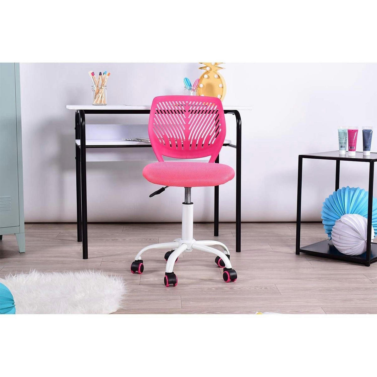 SCHREIBTISCHSTUHL 2er Set Rosa Stoff Höhenverstellbar - Rosa, Kunststoff (38.5/75/40cm)