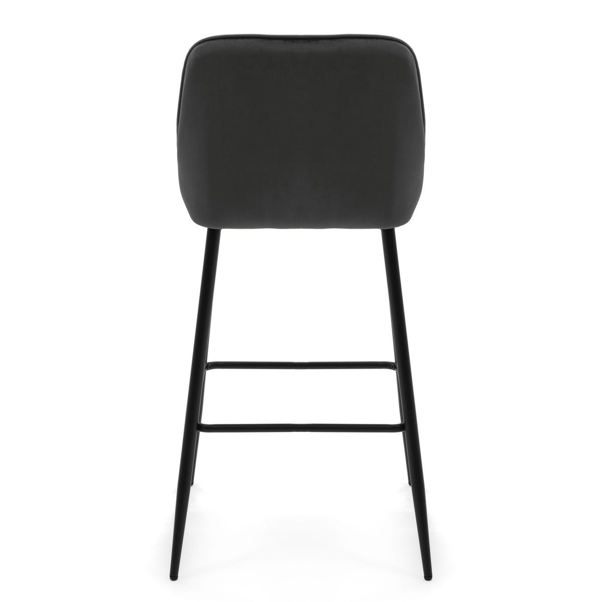 BARHOCKER VASTO gepolstert mit Steppung - grau - Samt Velours - Schwarz/Grau, Metall (50/95/55cm) - NEW HOME
