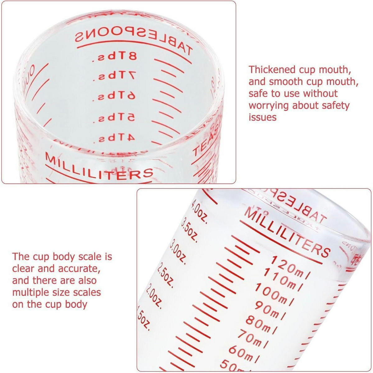 MESSBECHER 120 ml Rot - Rot, Glas (0.12L)