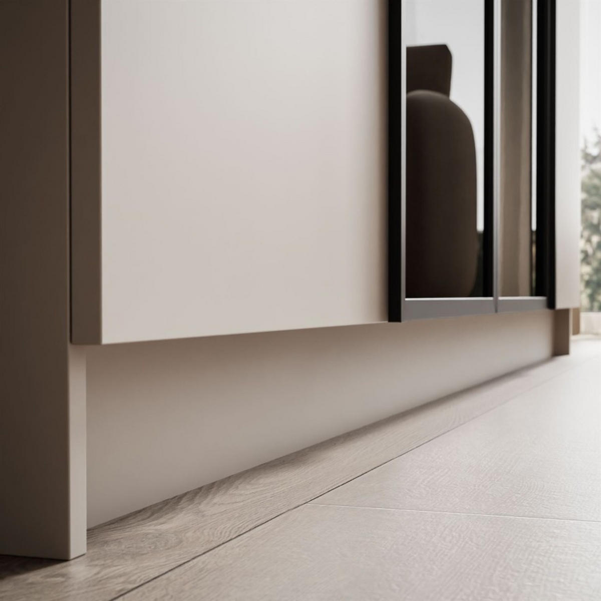 VIERTÜRIGER Schrank ATRIUM mit Glasfront - Kaschmir, Holzwerkstoff (200/210/57cm) - Lookway